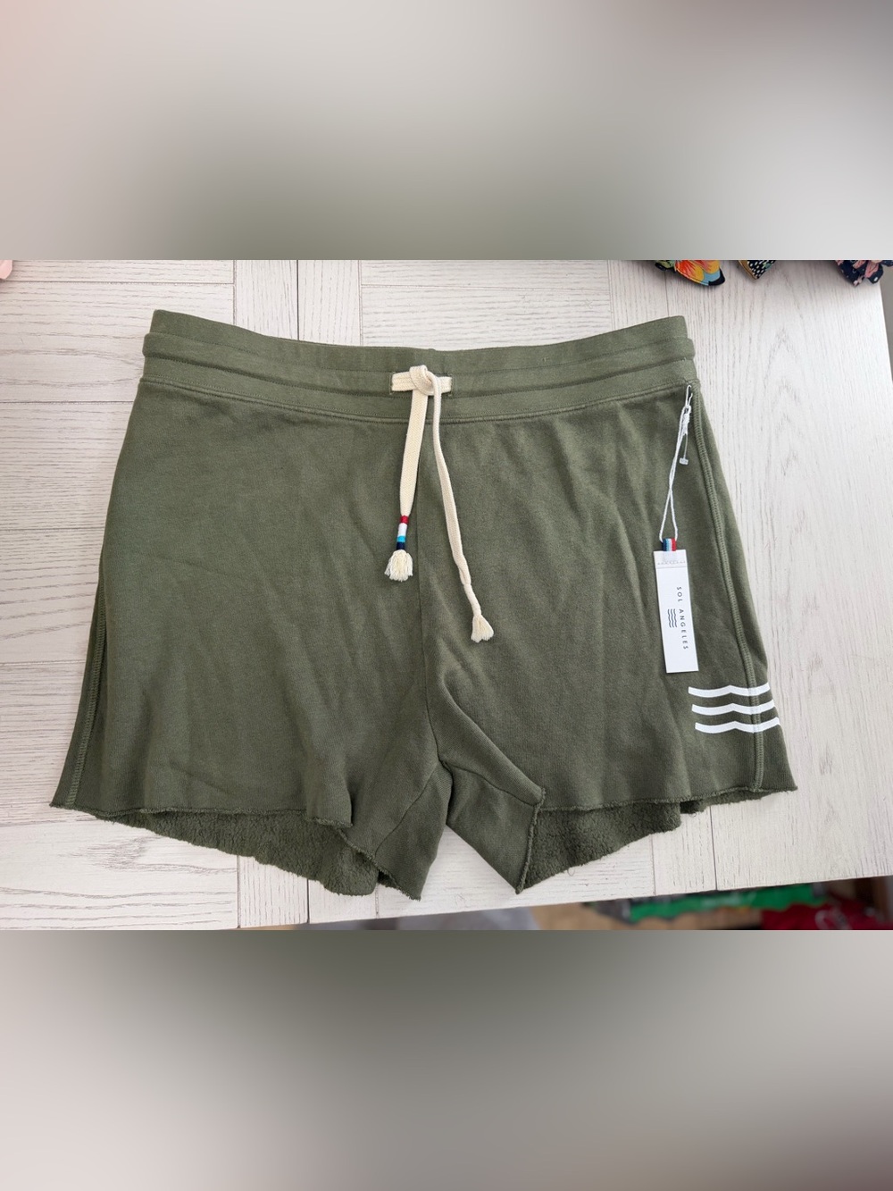 Sol Angeles Cozy Olive Green Knit Lounge Shorts